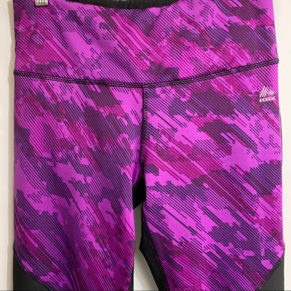 RBX Workout Running Leggings Black Mesh & Pink Purple Medium NWT - Picture 2 of 12